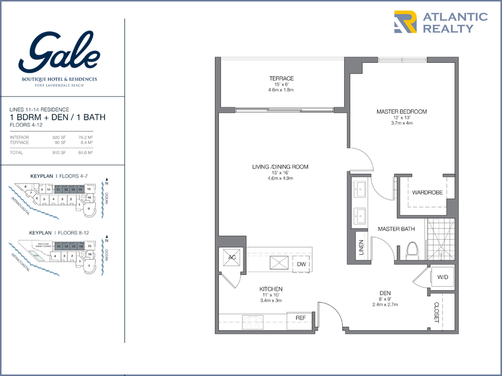 gale boutique hotel residences 1 Bed floor plan